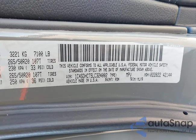 1C4SDHCT5LC324002: 44152011