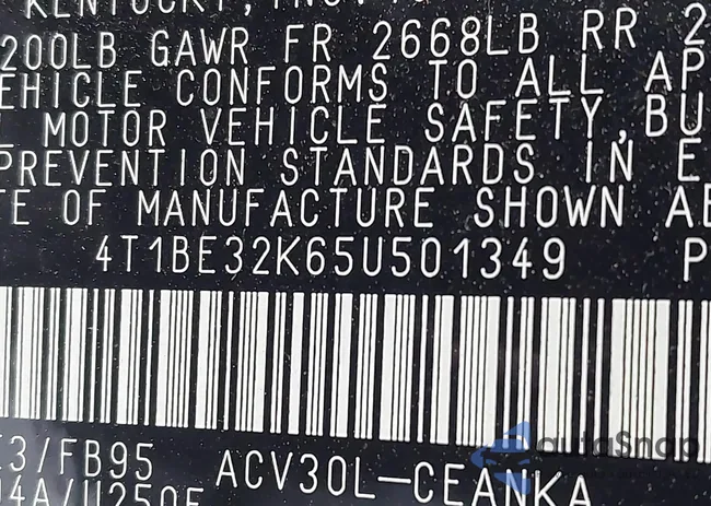 4T1BE32K65U501349: 44152010