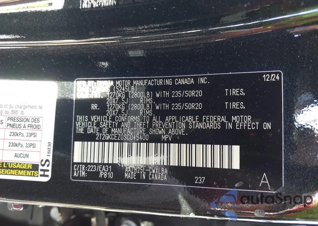 2T2GKCEZ0SC045400: 44152040