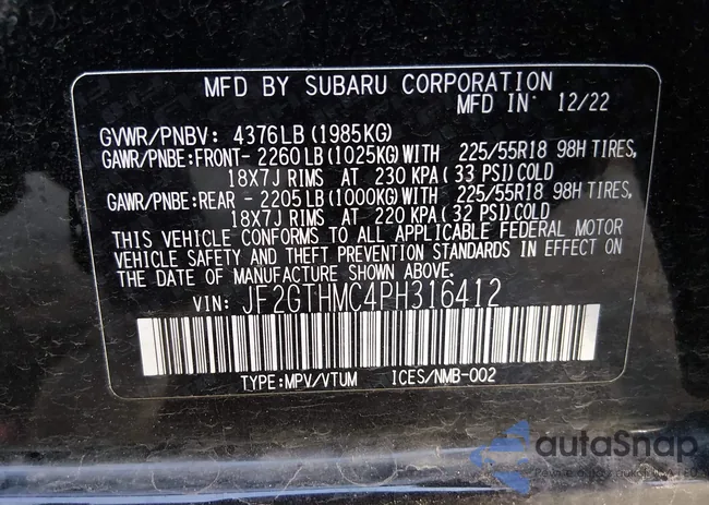 JF2GTHMC4PH316412: 44152055