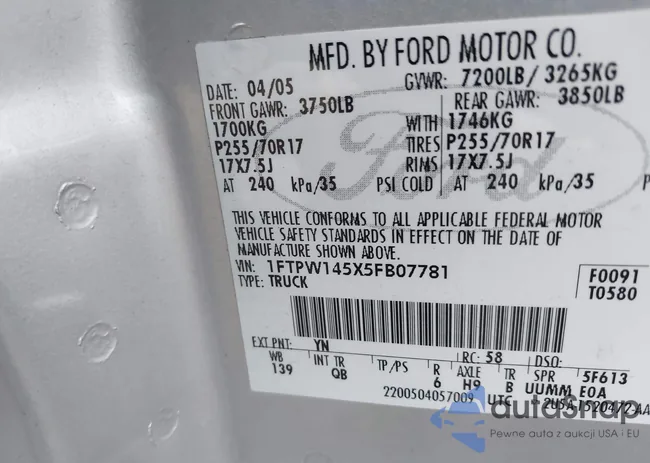 1FTPW145X5FB07781: 44151253