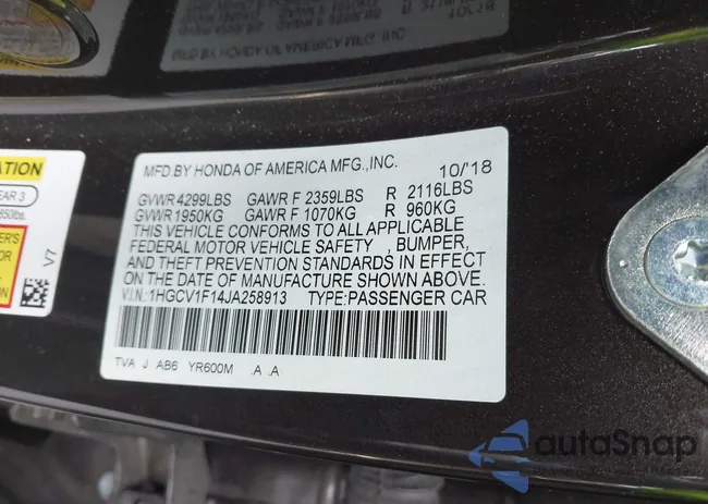 1HGCV1F14JA258913: 44151326