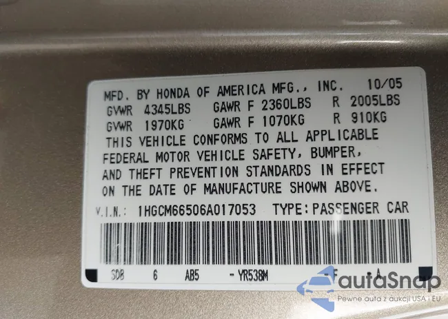 1HGCM66506A017053: 44151338