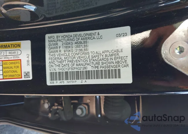 1HGCY2F50PA021280: 44152476