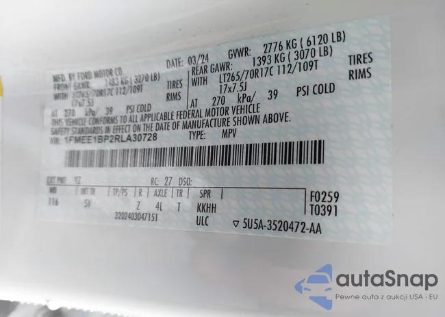 1FMEE1BP2RLA30728: 44152591