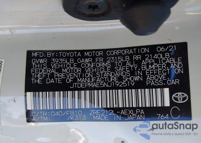 JTDEPMAE5NJ192519: 44152700