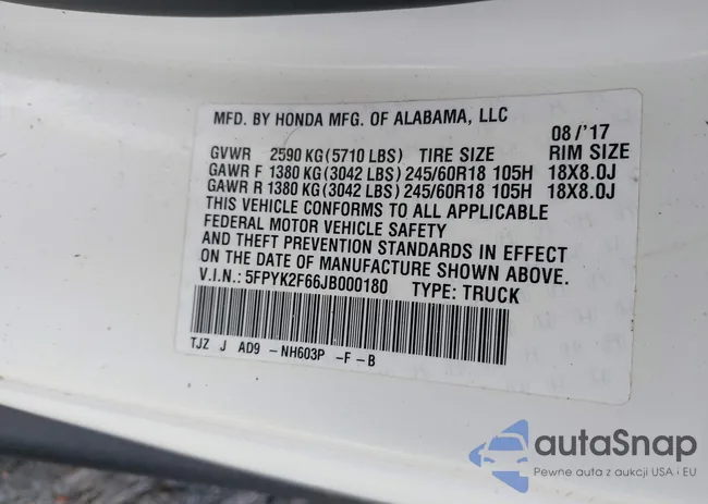 5FPYK2F66JB000180: 44152765