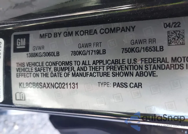 KL8CB6SAXNC021131: 44152792