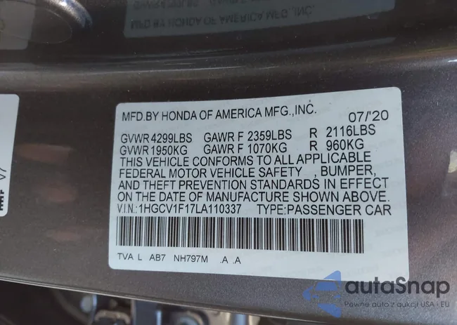 1HGCV1F17LA110337: 44152805