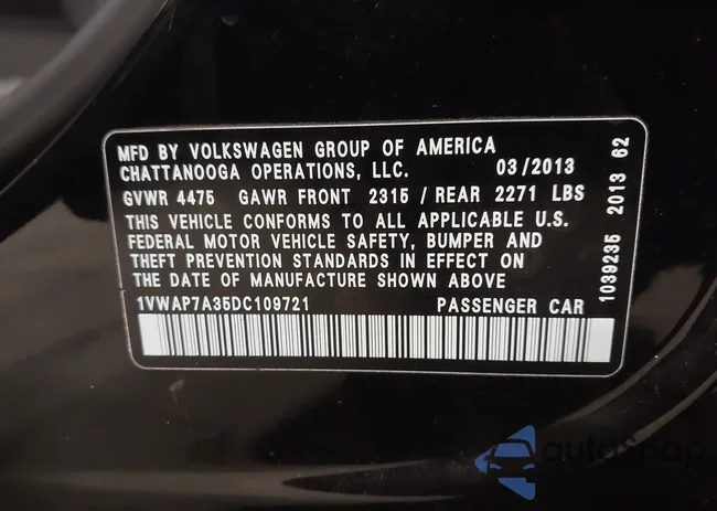 1VWAP7A35DC109721: 44152809