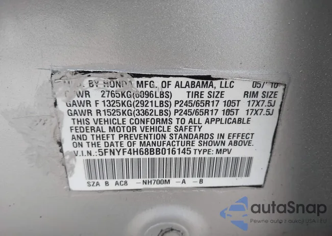 5FNYF4H68BB016145: 44152954