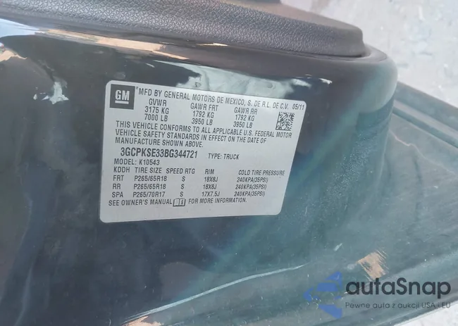 3GCPKSE33BG344721: 44152116