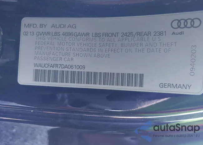 WAUCFAFR7DA061009: 44152135
