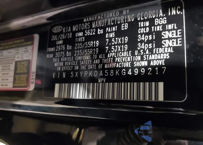 5XYPKDA58KG499217: 44152155