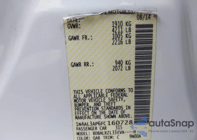 1N4AL3AP6FC160728: 44152302