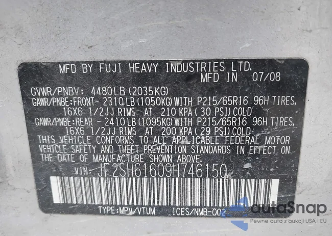 JF2SH61609H746150: 44152332
