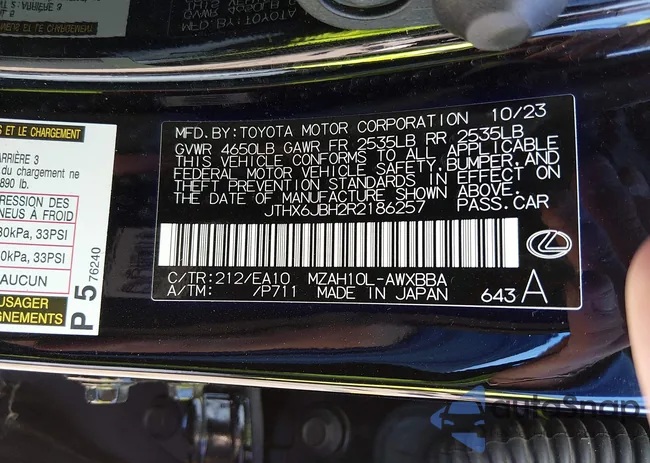 JTHX6JBH2R2186257: 44152356