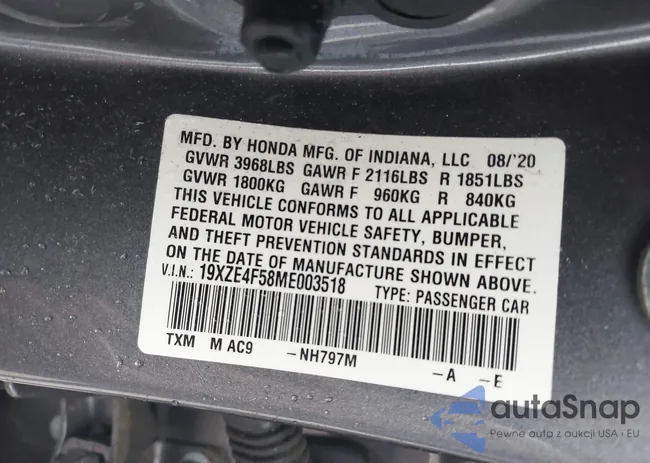 19XZE4F58ME003518: 44152405