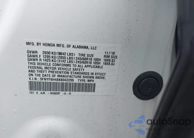 5FNYF6H48KB042299: 44152442