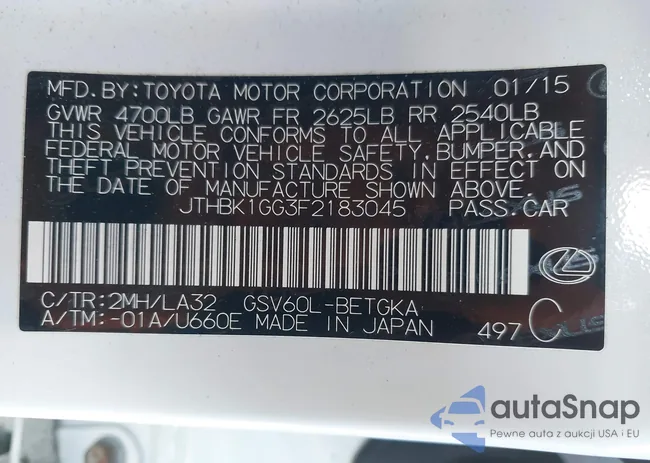 JTHBK1GG3F2183045: 44152463