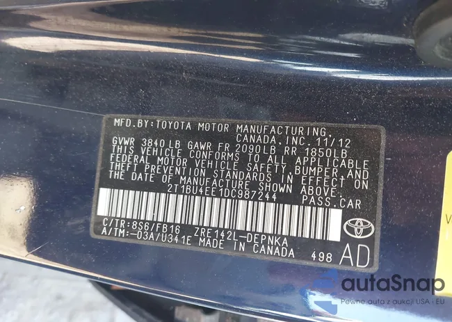 2T1BU4EE1DC987244: 44153485