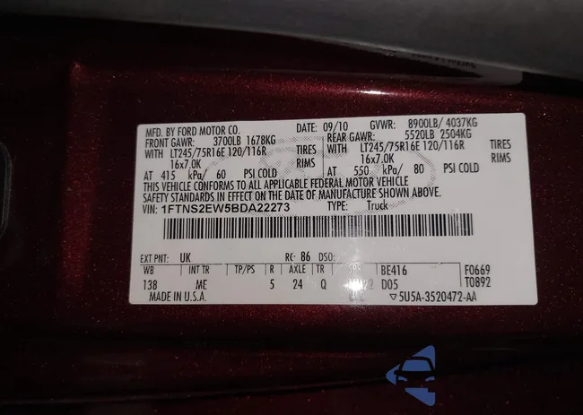 1FTNS2EW5BDA22273: 44153505