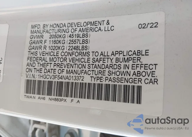 1HGCV3F54NA013372: 44153653