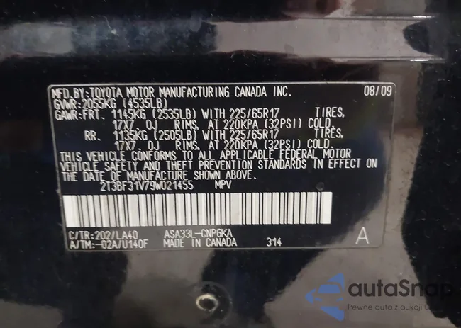 2T3BF31V79W021455: 44153678