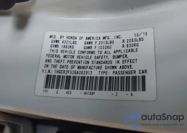 1HGCR2F52GA062913: 44153765