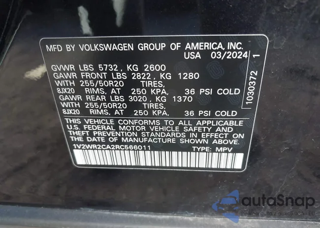 1V2WR2CA2RC566011: 44153813