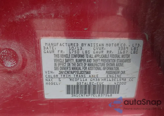 3N1CN7AP7EL837568: 44153829