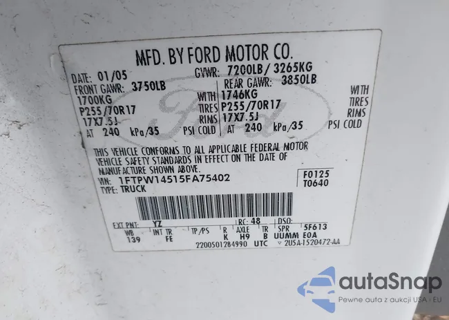 1FTPW14515FA75402: 44154059