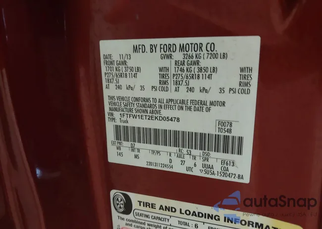 1FTFW1ET2EKD05478: 44153132