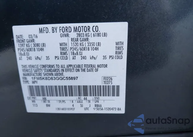 1FM5K8D83GGC55897: 44153150