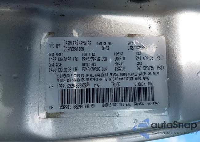 1D7GL12K94S559783: 44153288