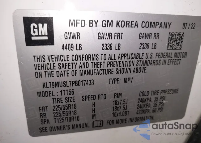 KL79MUSL7PB017433: 44153435