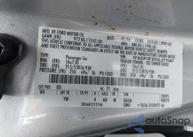 1FADP3F20GL271047: 44154641