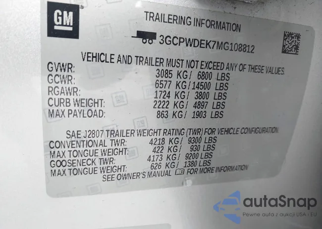 3GCPWDEK7MG108812: 44154700