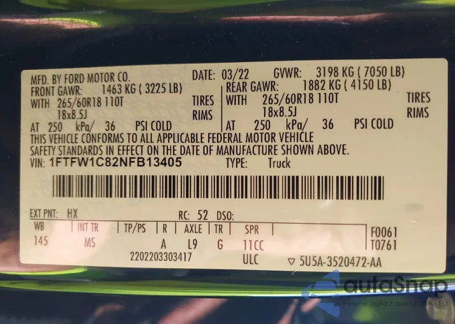 1FTFW1C82NFB13405: 44154991