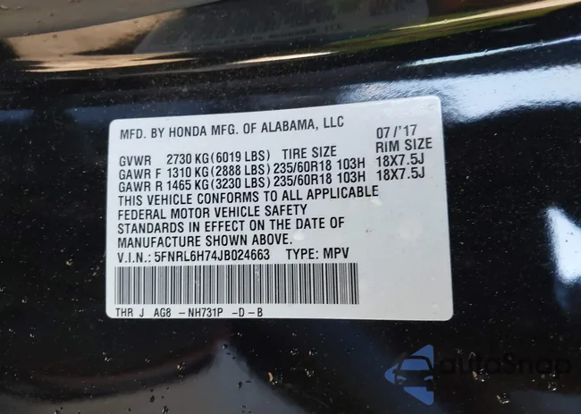 5FNRL6H74JB024663: 44154170