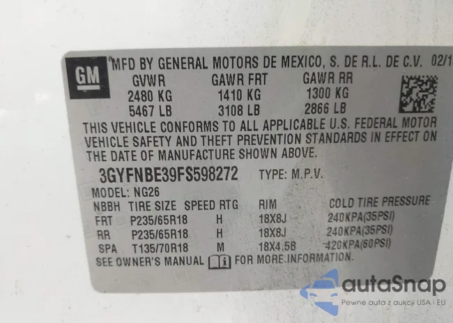 3GYFNBE39FS598272: 44154175