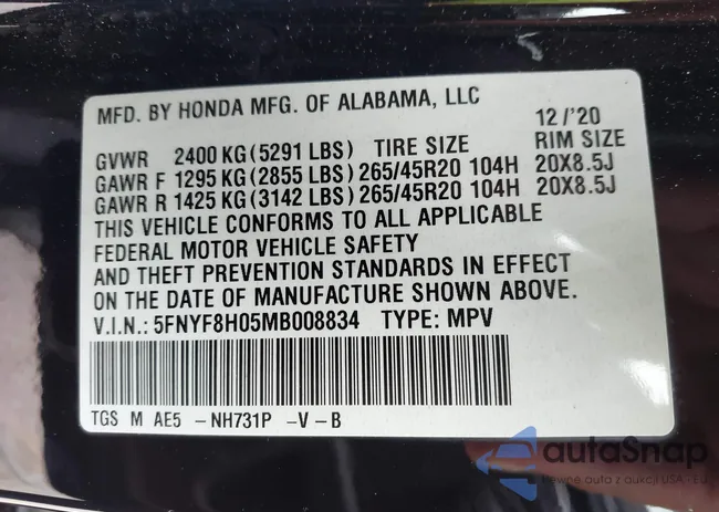 5FNYF8H05MB008834: 44154176