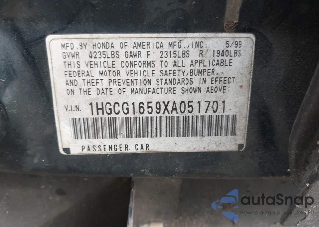 1HGCG1659XA051701: 44154191