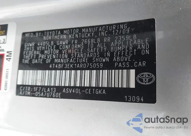 4T4BF3EK1AR075059: 44154213