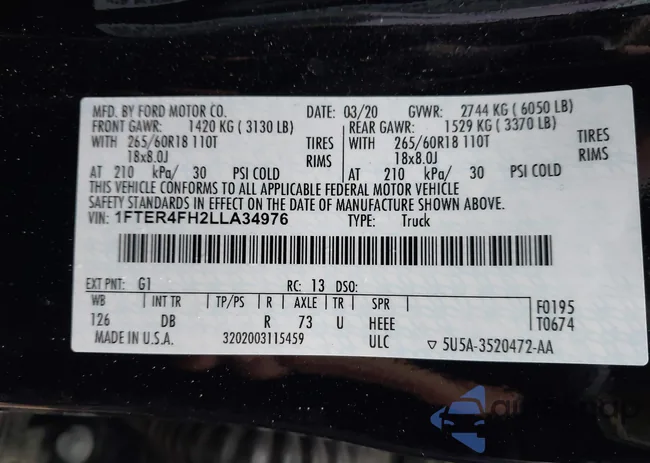 1FTER4FH2LLA34976: 44154341