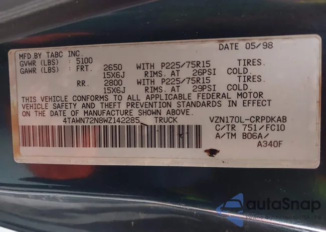 4TAWN72N8WZ142285: 44154353