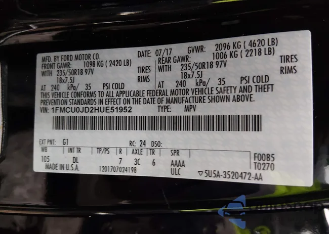 1FMCU0JD2HUE51952: 44154375