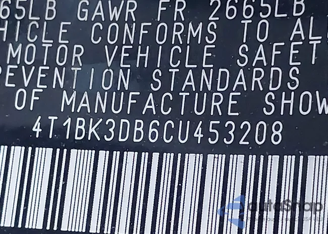4T1BK3DB6CU453208: 44154455