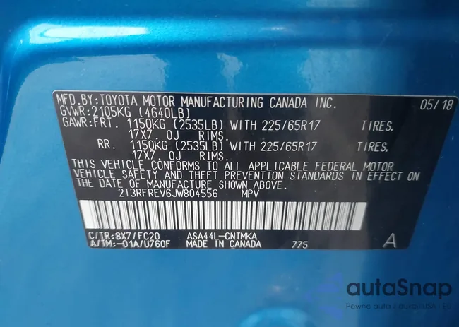 2T3RFREV6JW804556: 44155553