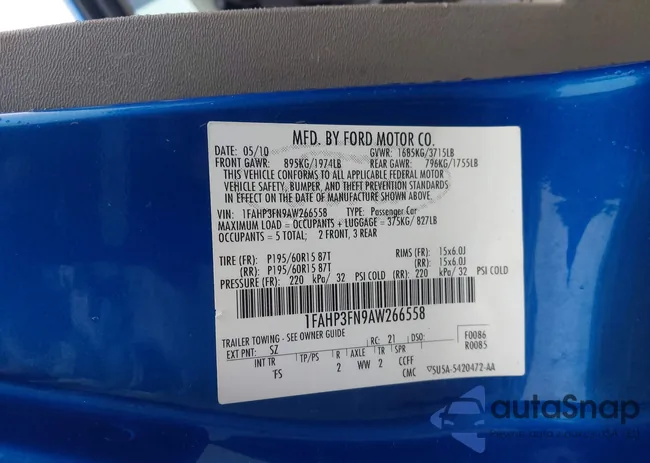 1FAHP3FN9AW266558: 44155642